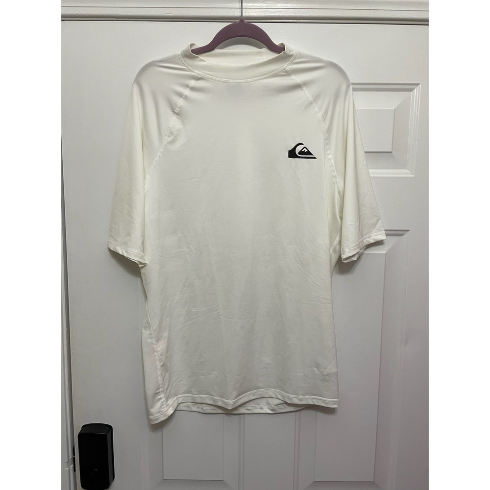 Quiksilver UPF 50+ Short Sleeve Rash Guard White Size XXL Surf Beach Sport
